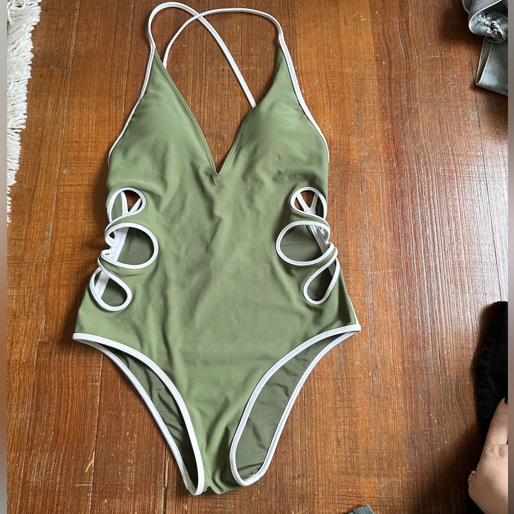 Forest Green & White Swimsuit